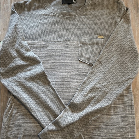 Guess Gray Crewneck Long Sleeve Shirt, Size Large - Picture 2 of 3
